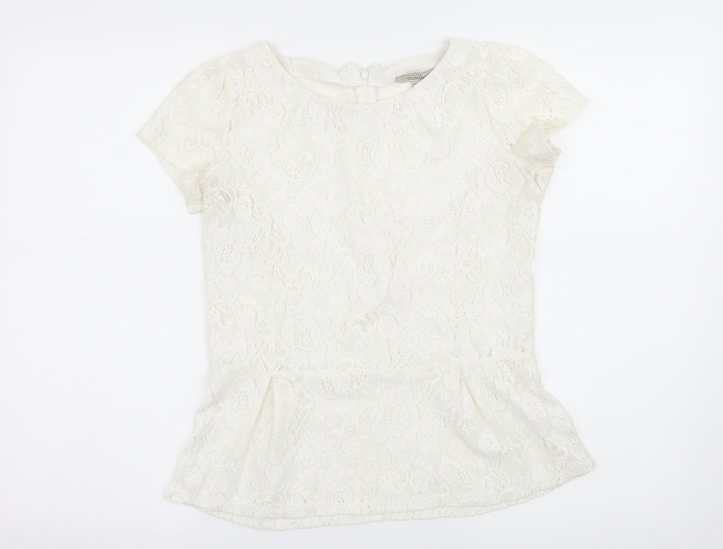 Zara Womens White  Lace Basic Blouse Size S