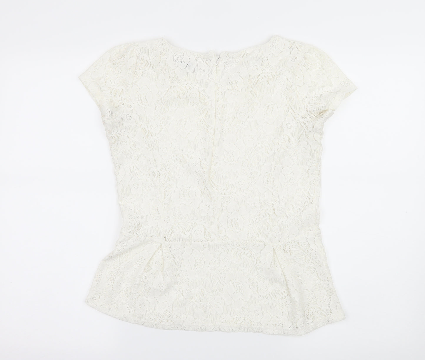 Zara Womens White  Lace Basic Blouse Size S
