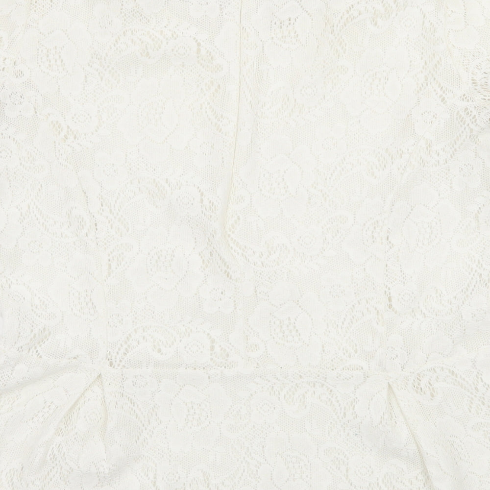 Zara Womens White  Lace Basic Blouse Size S