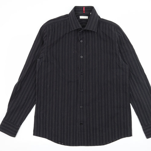 BHS Mens Beige Striped   Button-Up Size M
