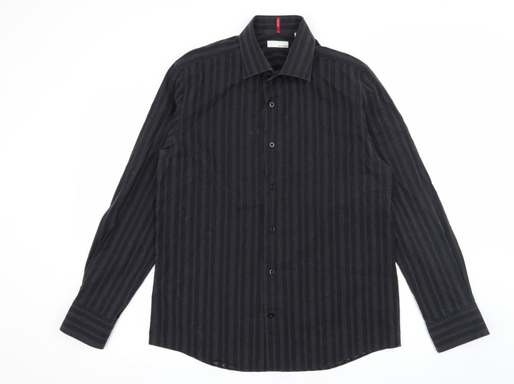BHS Mens Beige Striped Button-Up Size M