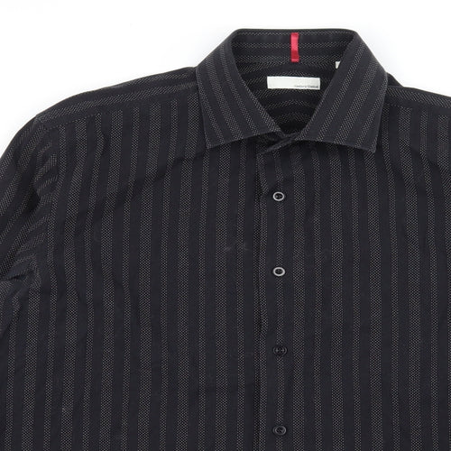 BHS Mens Beige Striped   Button-Up Size M