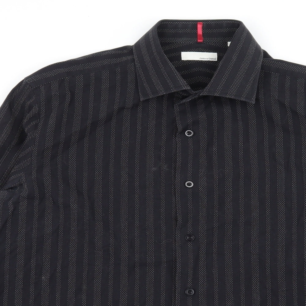 BHS Mens Beige Striped   Button-Up Size M
