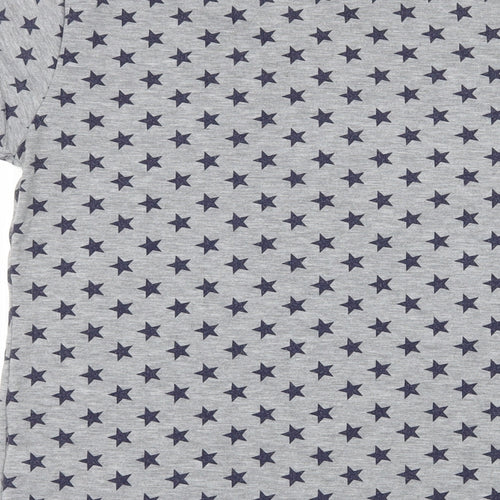 Luna Loves Womens Grey Geometric Jersey Basic T-Shirt Size S  - Stars