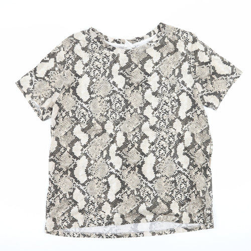 H&M Womens Brown Animal Print Jersey Basic T-Shirt Size S