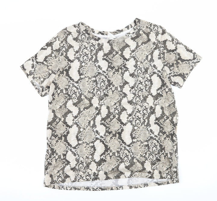 H&M Womens Brown Animal Print Jersey Basic T-Shirt Size S