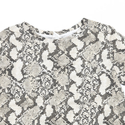 H&M Womens Brown Animal Print Jersey Basic T-Shirt Size S