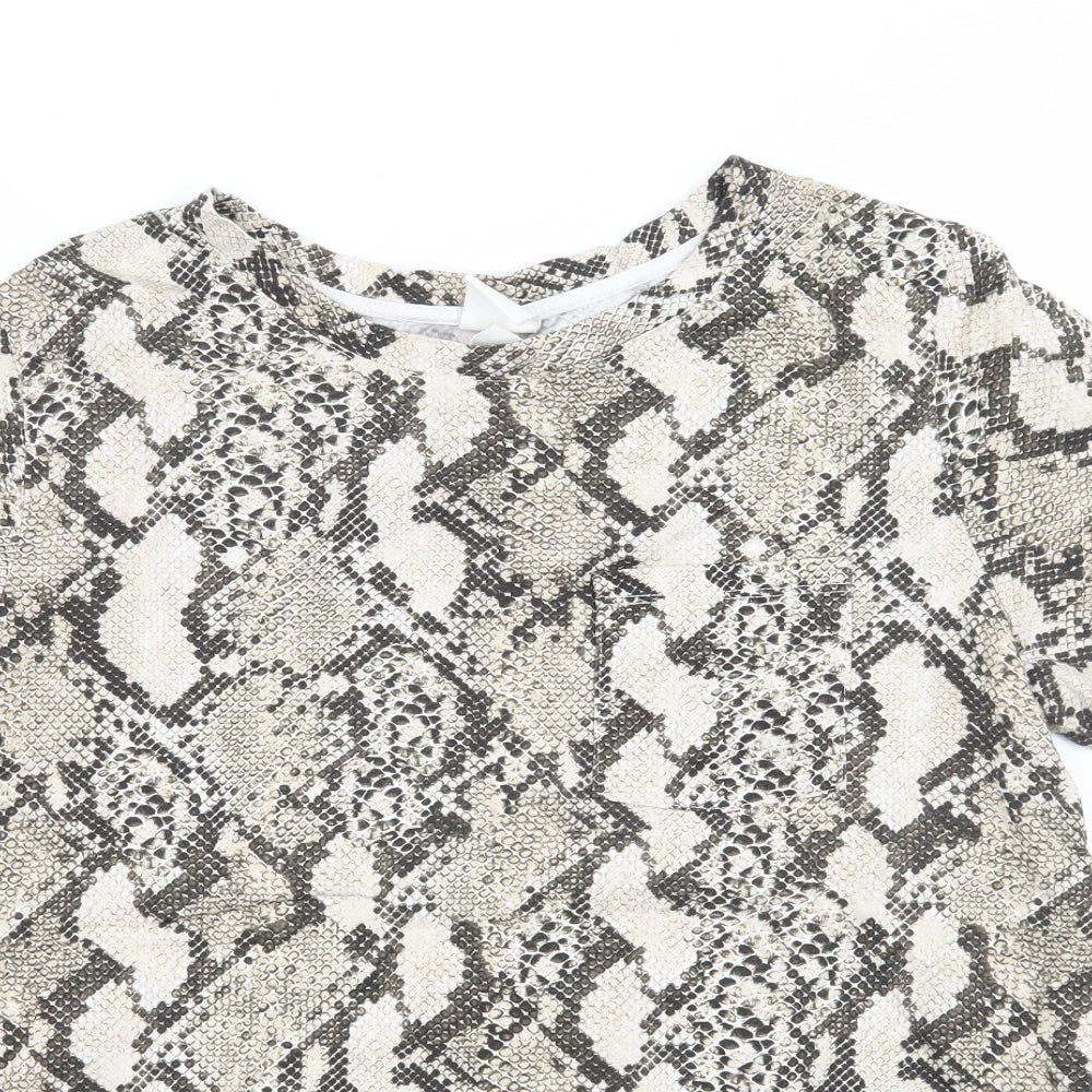 H&M Womens Brown Animal Print Jersey Basic T-Shirt Size S