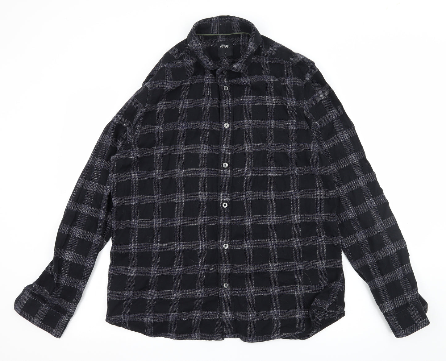 Burton Mens Blue Check   Button-Up Size L