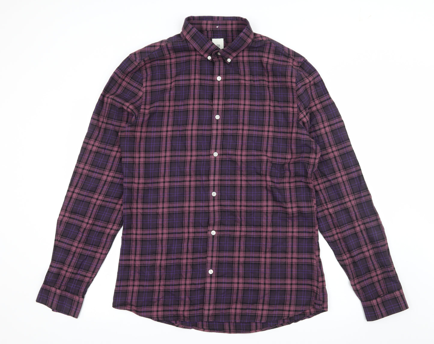 River Island Mens Purple Check   Button-Up Size L