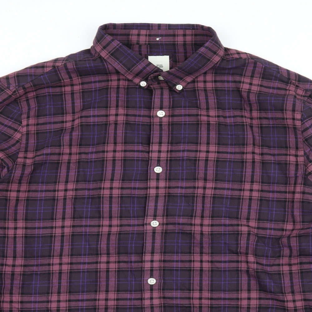River Island Mens Purple Check   Button-Up Size L