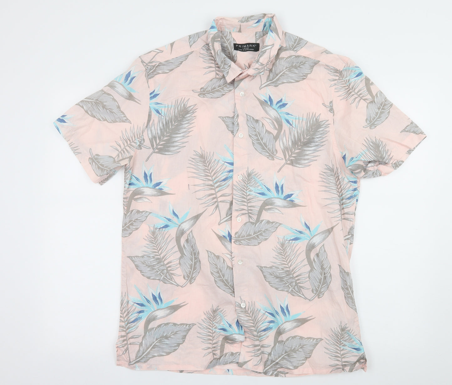 Primark Mens Pink Floral   Button-Up Size L