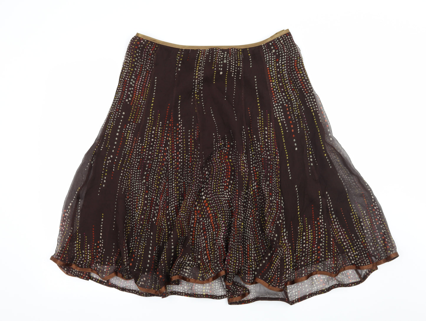 NEXT Womens Brown Polka Dot Chiffon Flare Skirt Size 14