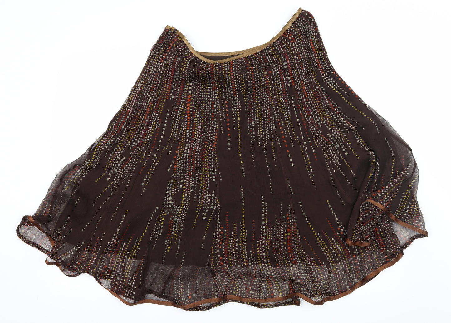 NEXT Womens Brown Polka Dot Chiffon Flare Skirt Size 14