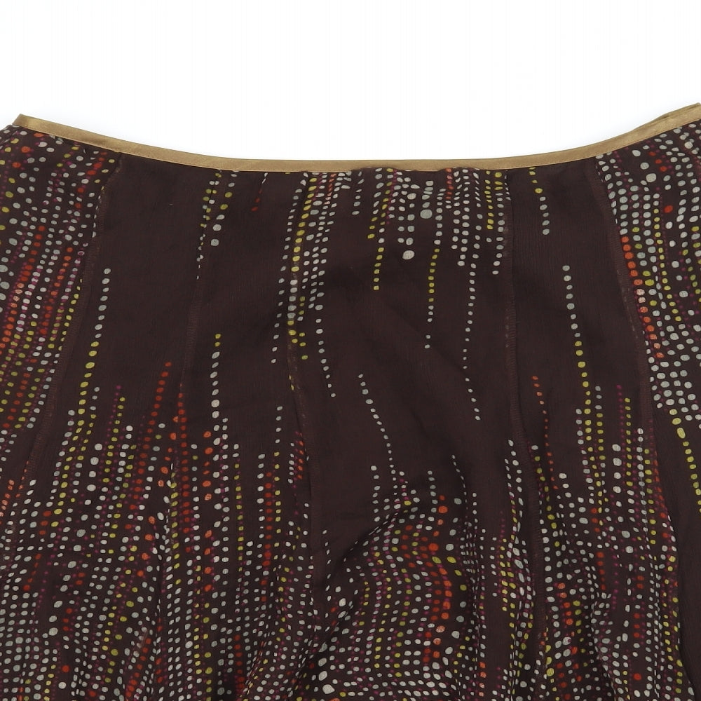 NEXT Womens Brown Polka Dot Chiffon Flare Skirt Size 14