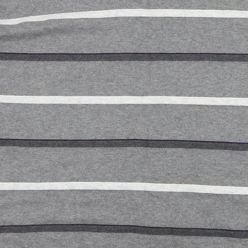 Atlantic Bay Mens Grey Striped Knit Pullover Jumper Size 2XL