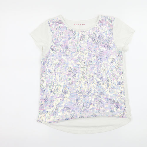 Nutmeg Girls White Floral Jersey Basic T-Shirt Size 11-12 Years
