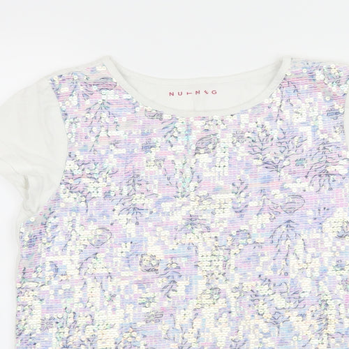 Nutmeg Girls White Floral Jersey Basic T-Shirt Size 11-12 Years