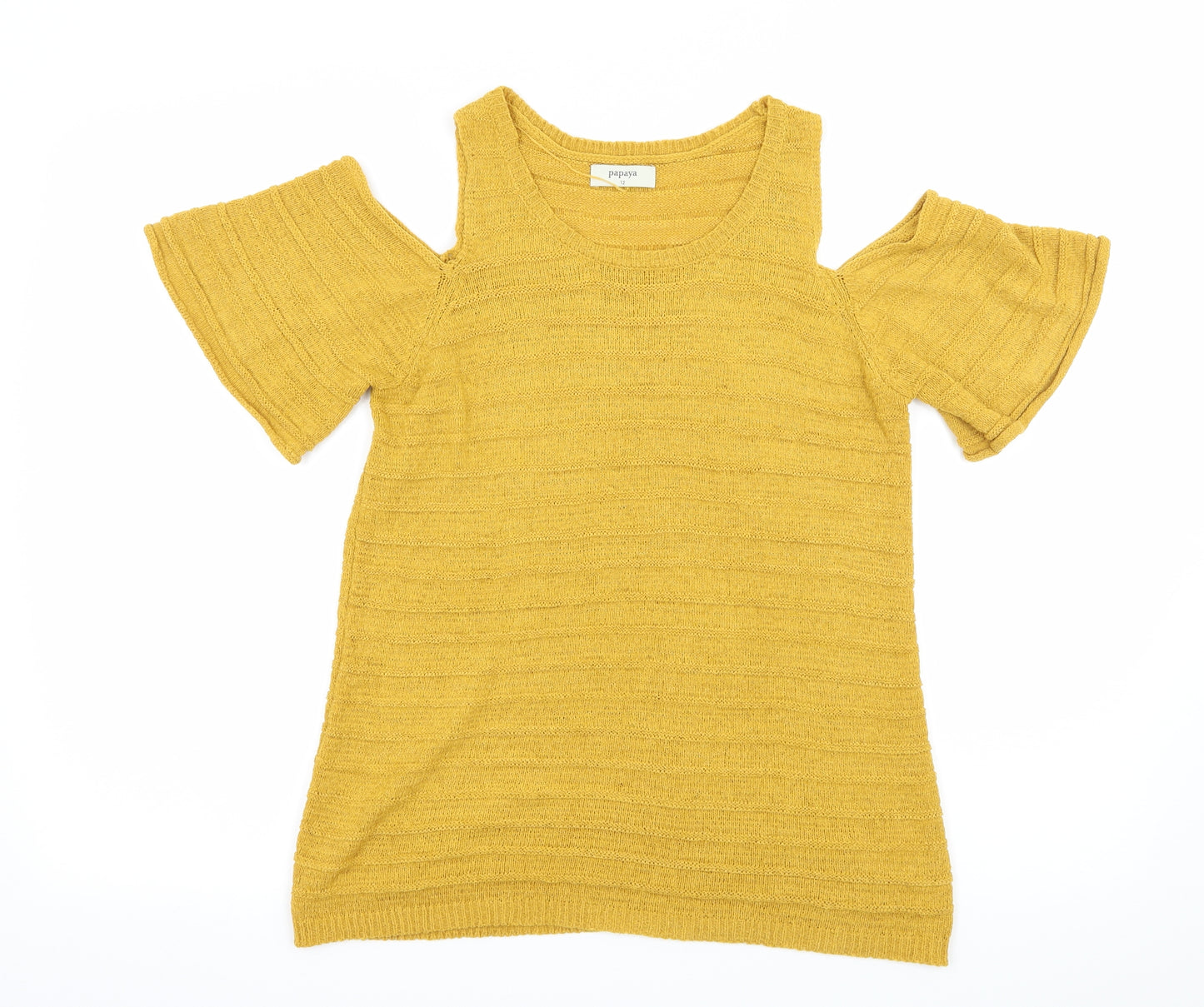 Papaya Womens Yellow  Knit Pullover Jumper Size 12
