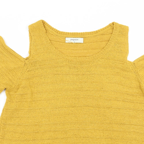 Papaya Womens Yellow  Knit Pullover Jumper Size 12