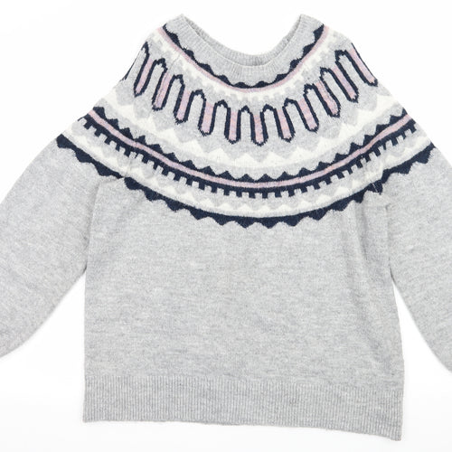 George Womens Grey Striped Knit Pullover Jumper Size S
