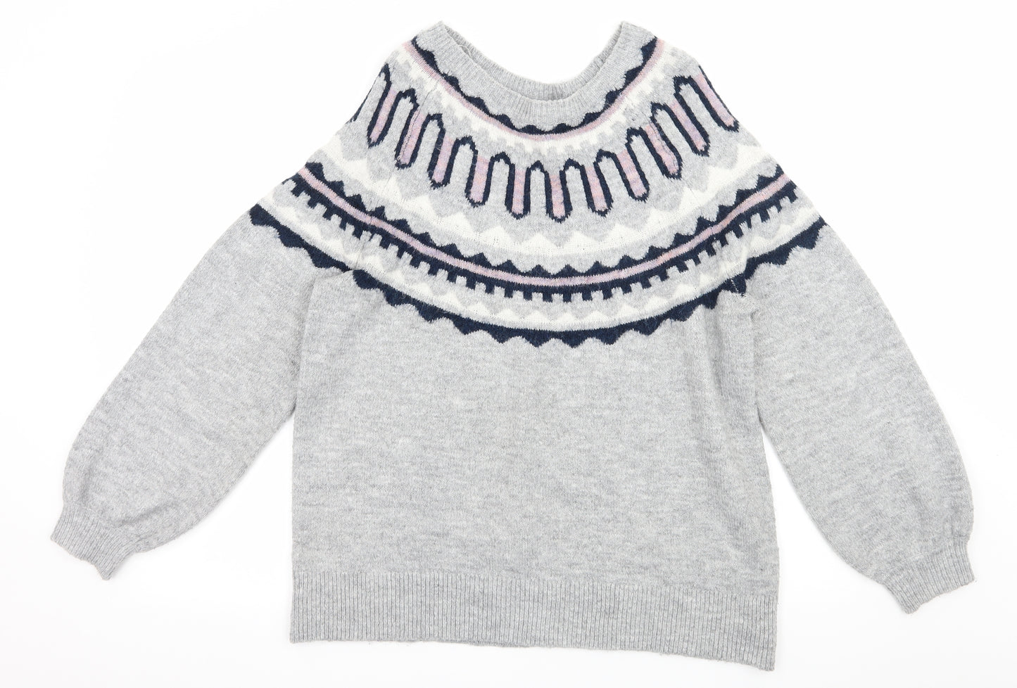 George Womens Grey Striped Knit Pullover Jumper Size S