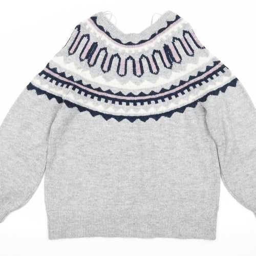 George Womens Grey Striped Knit Pullover Jumper Size S