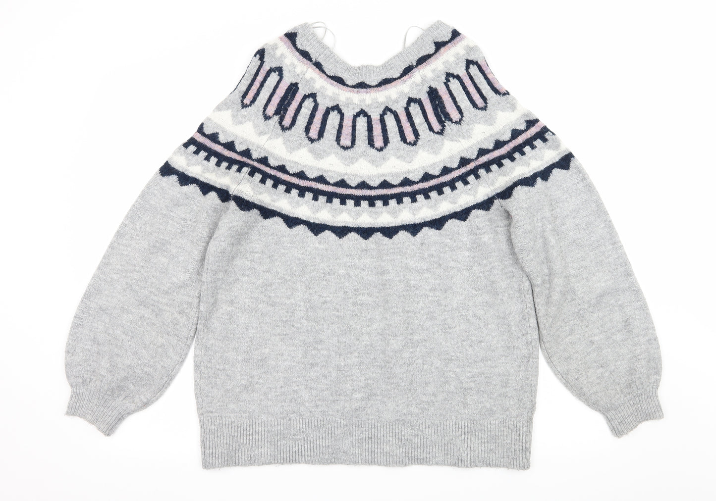 George Womens Grey Striped Knit Pullover Jumper Size S