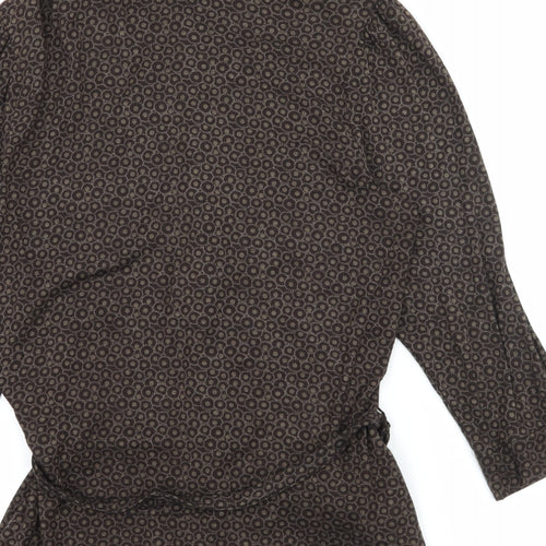 George Womens Brown Polka Dot Jersey Basic Button-Up Size 8