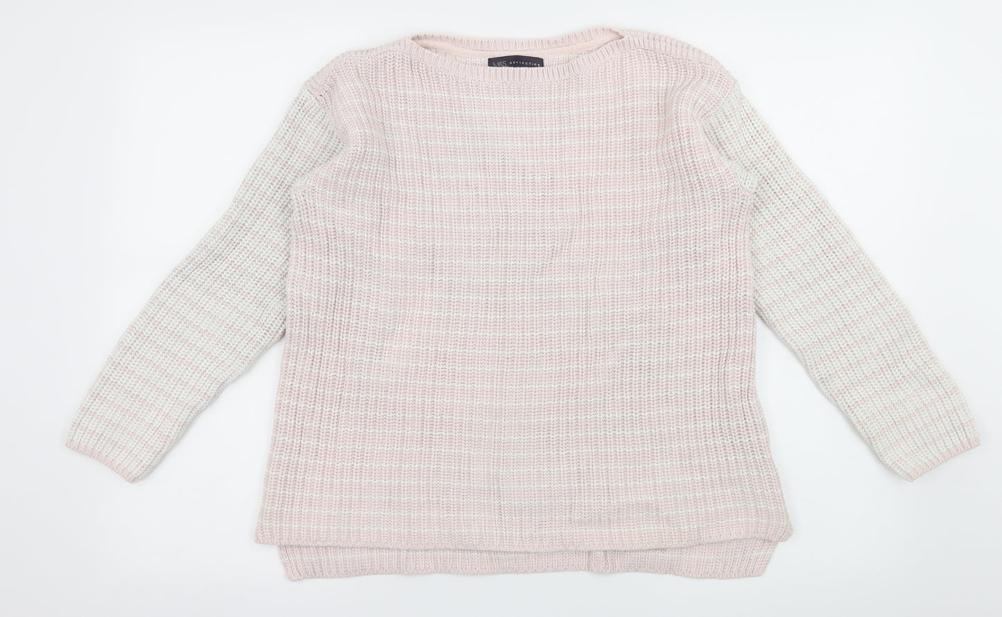 Marks and Spencer Womens Pink Striped Knit Pullover Jumper Size M