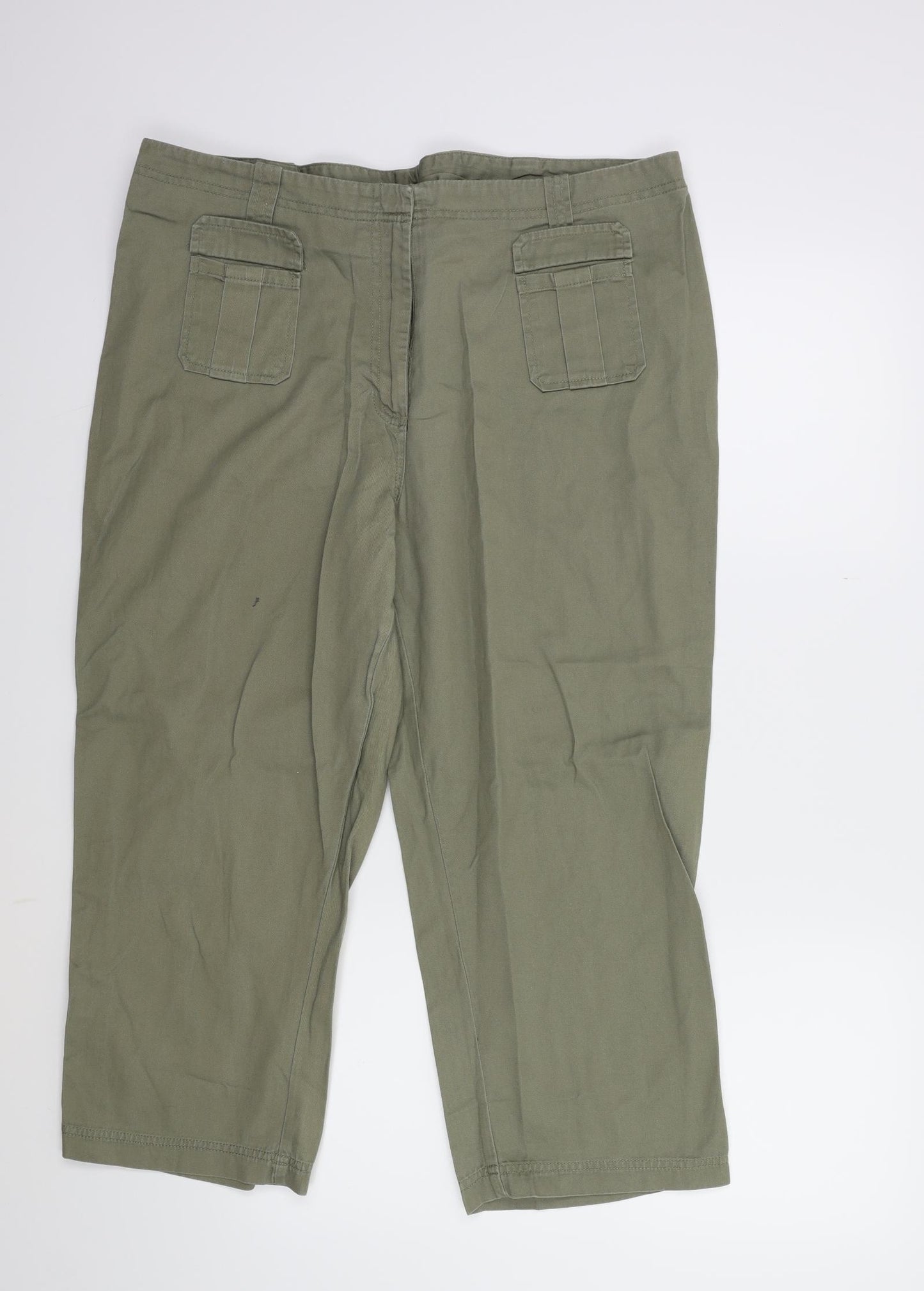 evie Womens Green   Cropped Trousers Size 16 L22 in
