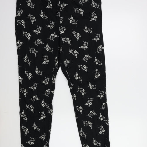 Atmosphere Womens Black Floral  Trousers  Size 14 L25 in