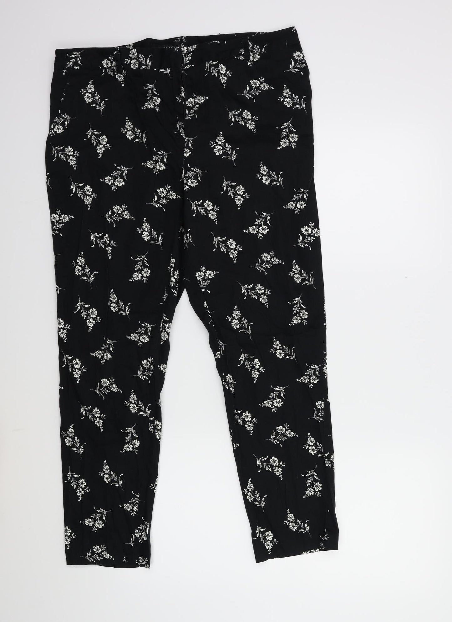 Atmosphere Womens Black Floral  Trousers  Size 14 L25 in