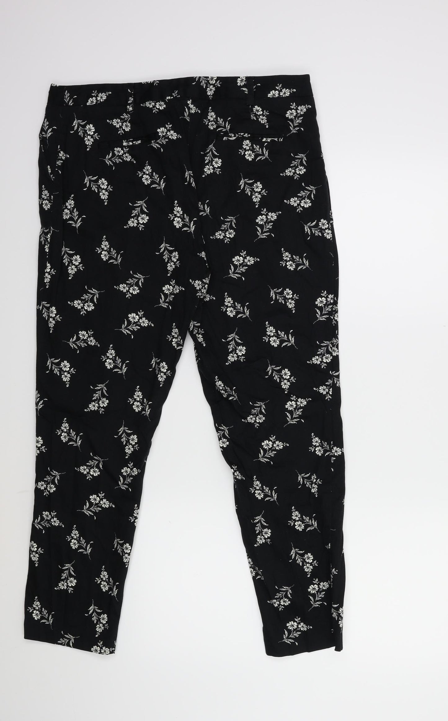 Atmosphere Womens Black Floral  Trousers  Size 14 L25 in