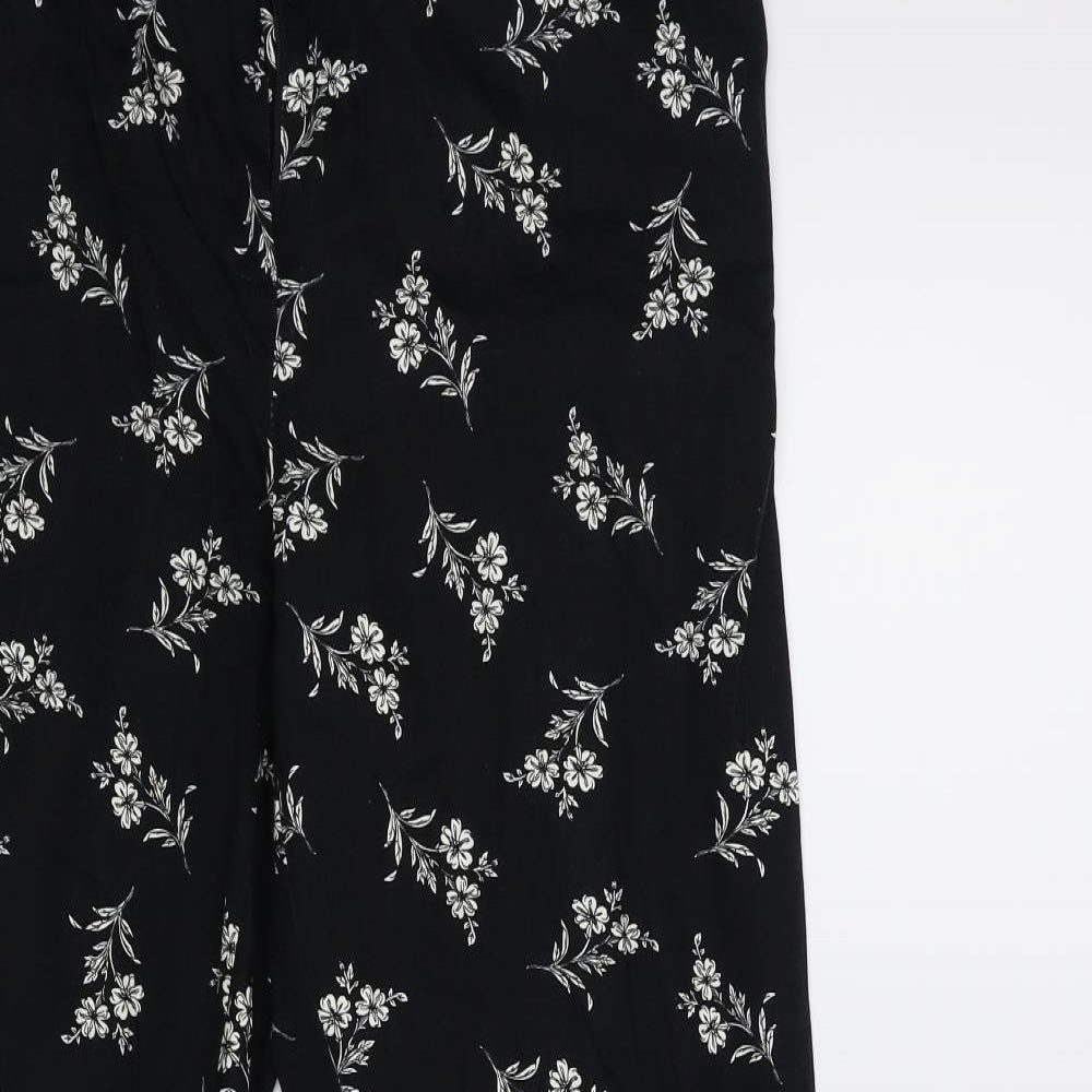 Atmosphere Womens Black Floral  Trousers  Size 14 L25 in