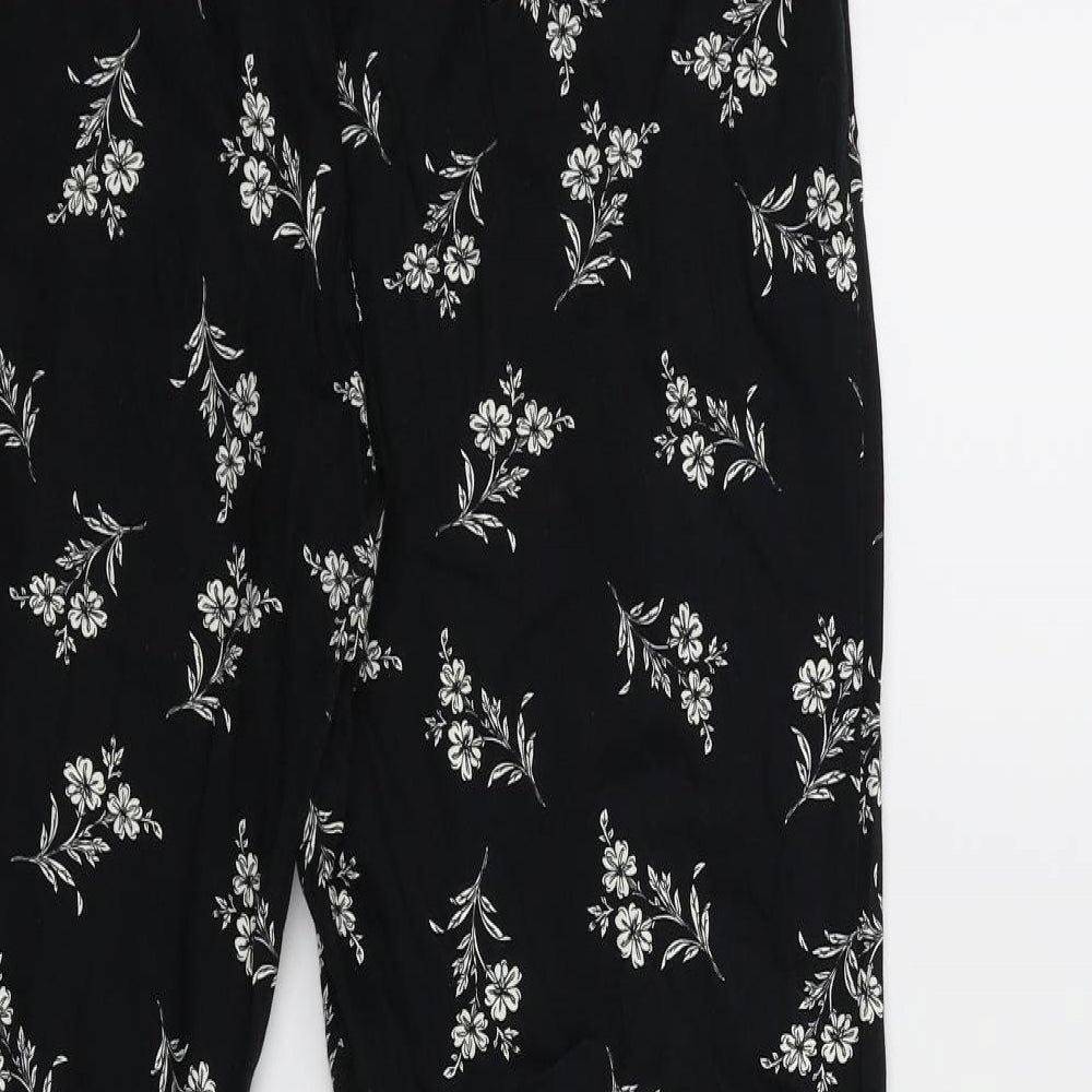 Atmosphere Womens Black Floral  Trousers  Size 14 L25 in