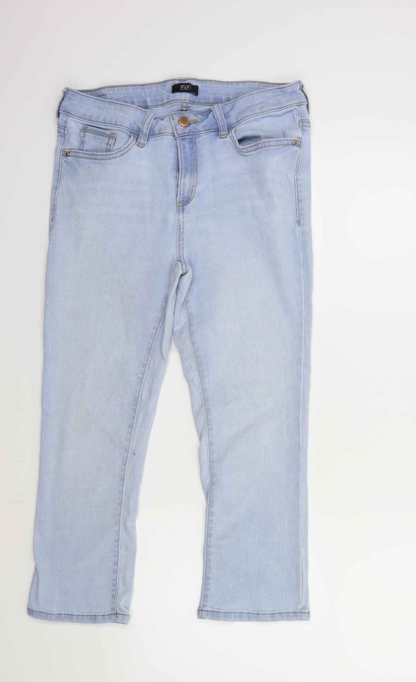 F&F Womens Blue  Denim Cropped Jeans Size 12 L22 in