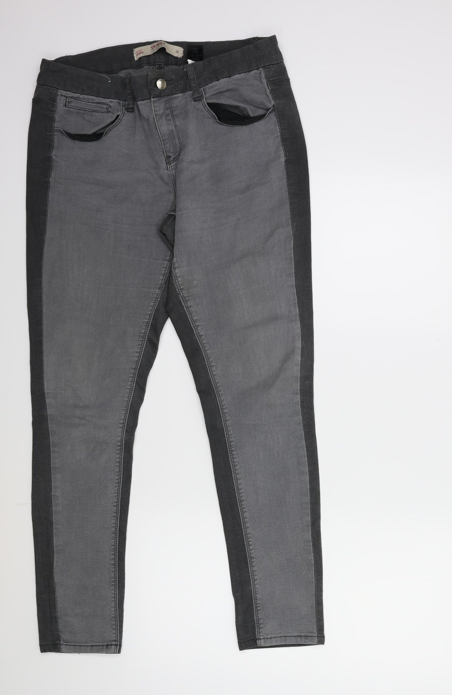 NXT Womens Grey Striped Denim Skinny Jeans Size 16 L29 in