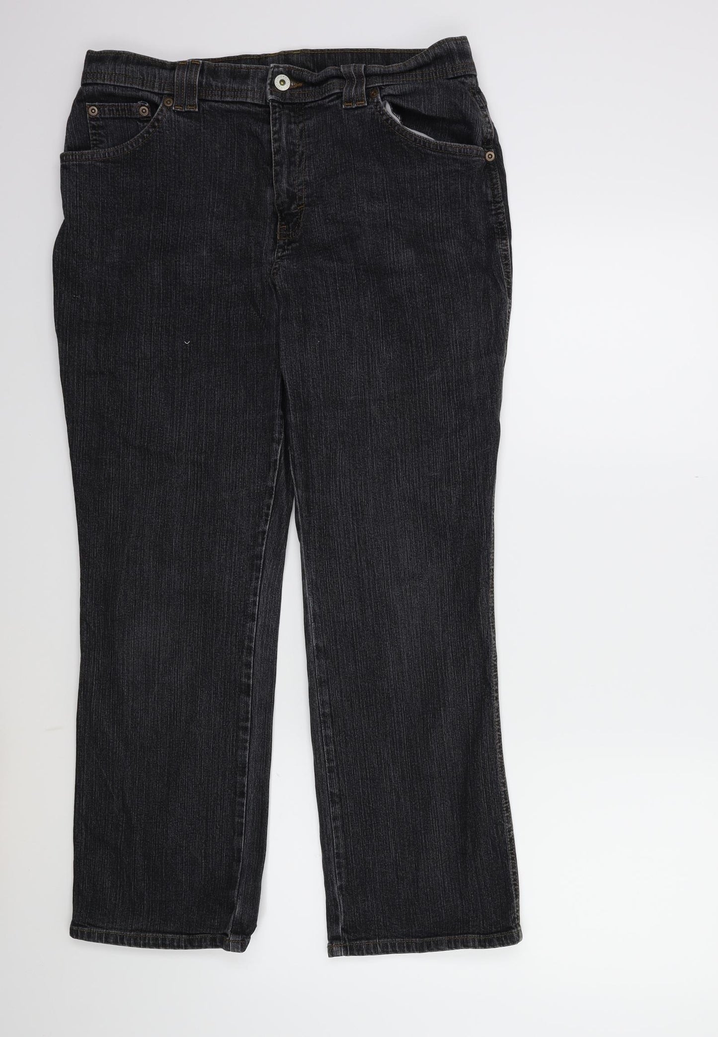 Marks and Spencer Womens Black  Denim Straight Jeans Size 16 L27 in