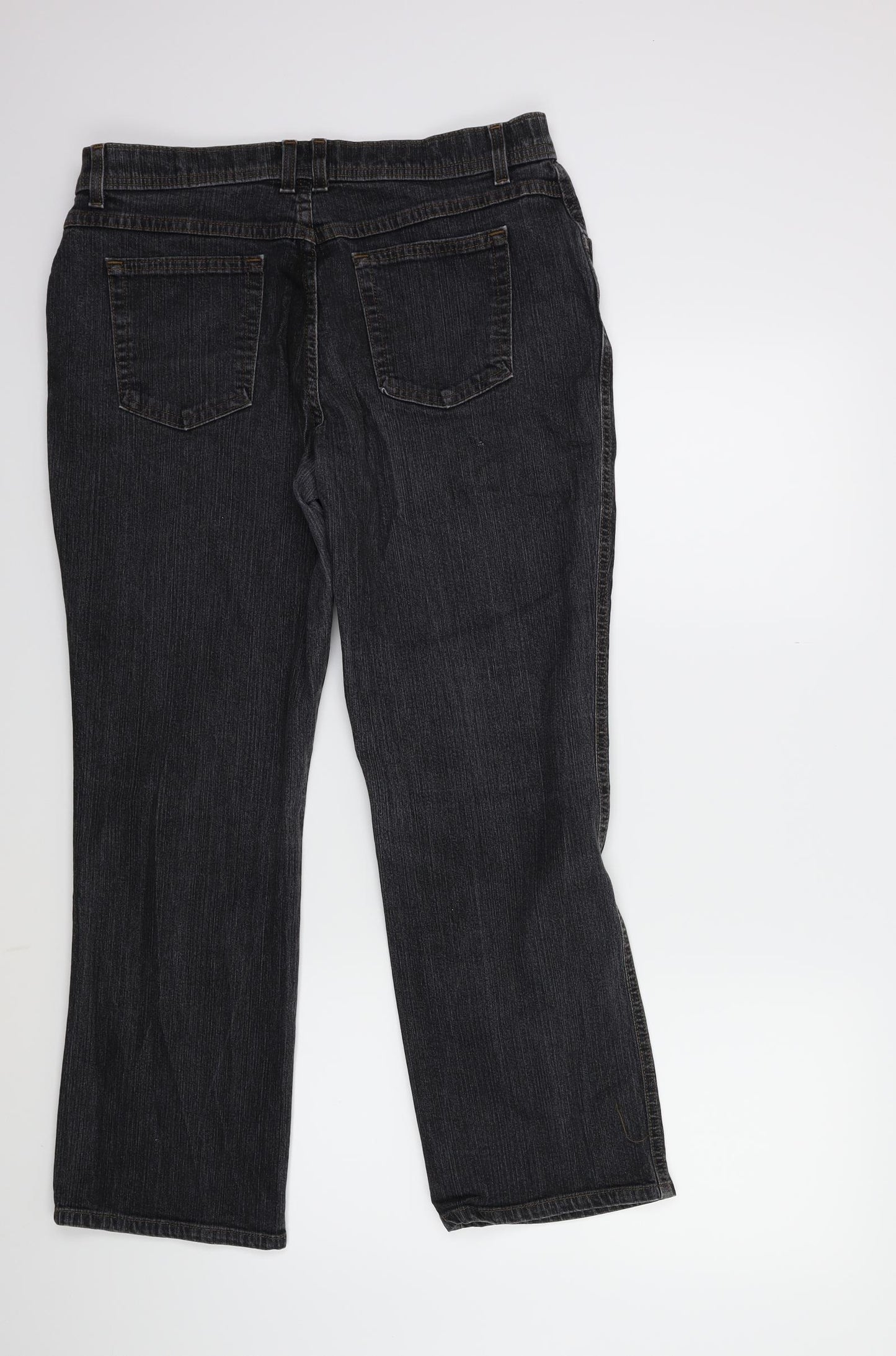 Marks and Spencer Womens Black  Denim Straight Jeans Size 16 L27 in