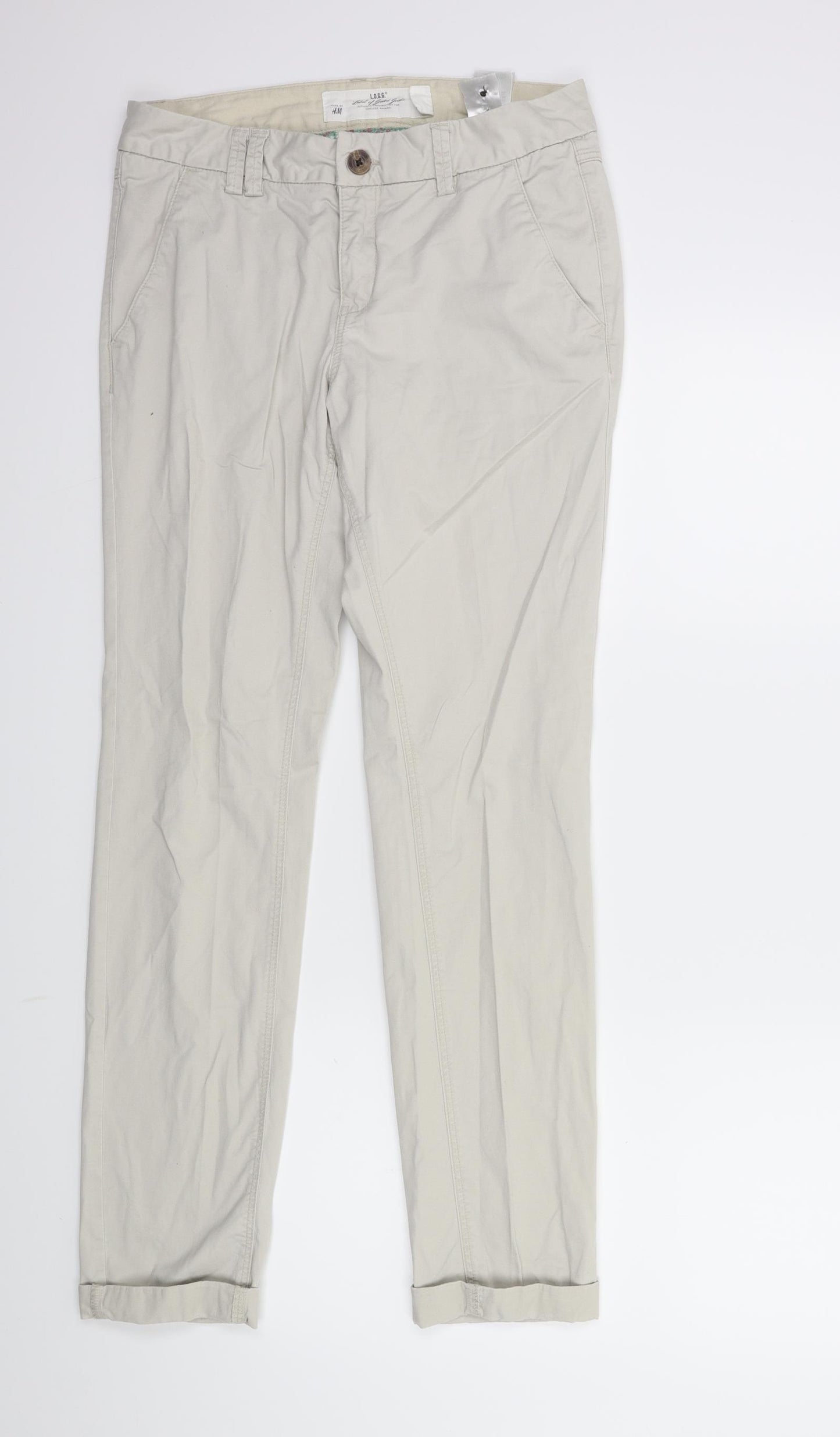H&M Womens Grey   Chino Trousers Size 8 L28 in