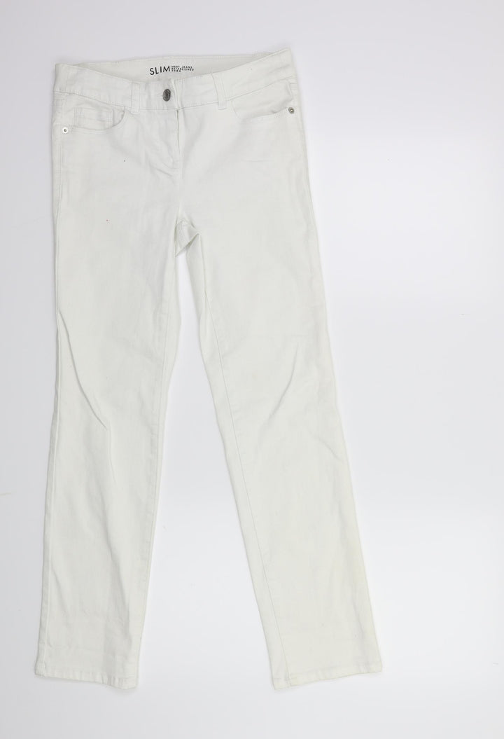 NEXT Womens White Denim Straight Jeans Size 8 L28 in