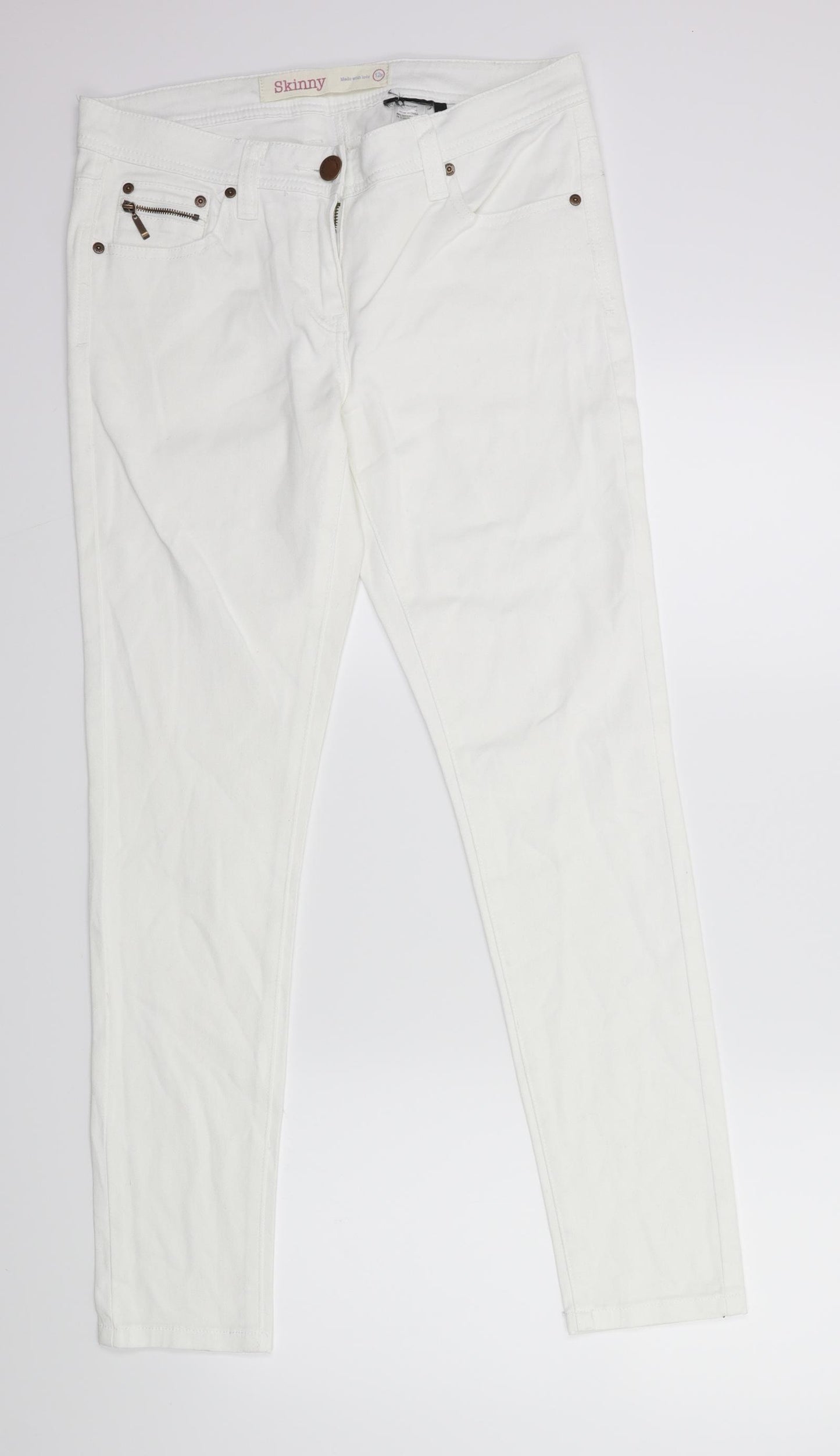 NEXT Womens White  Denim Skinny Jeans Size 12 L29 in