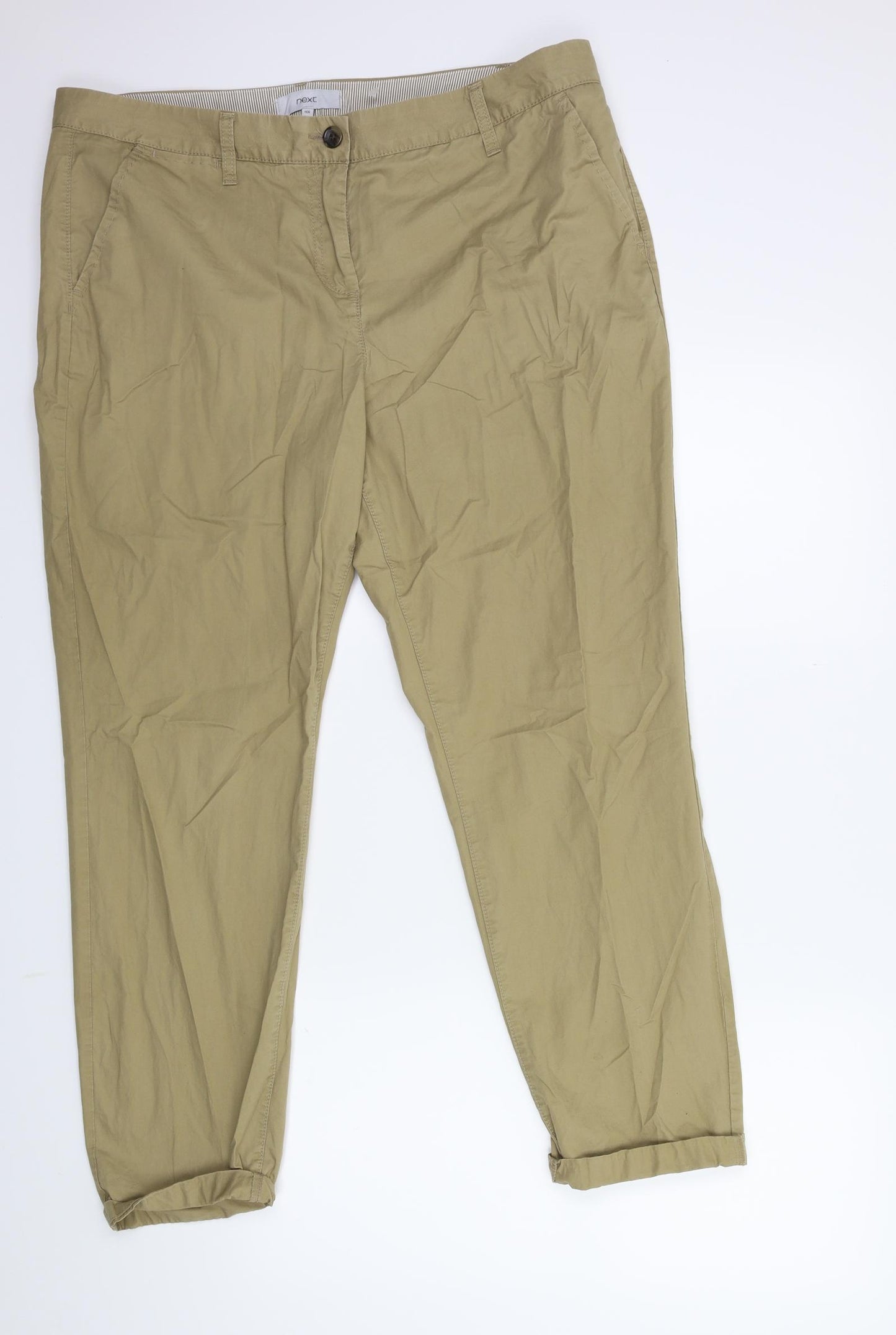 NEXT Womens Beige   Chino Trousers Size 16 L28 in