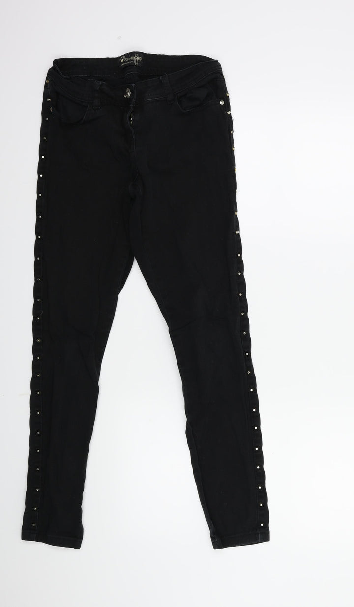 yesyes Womens Black  Denim Skinny Jeans Size 8 L28 in