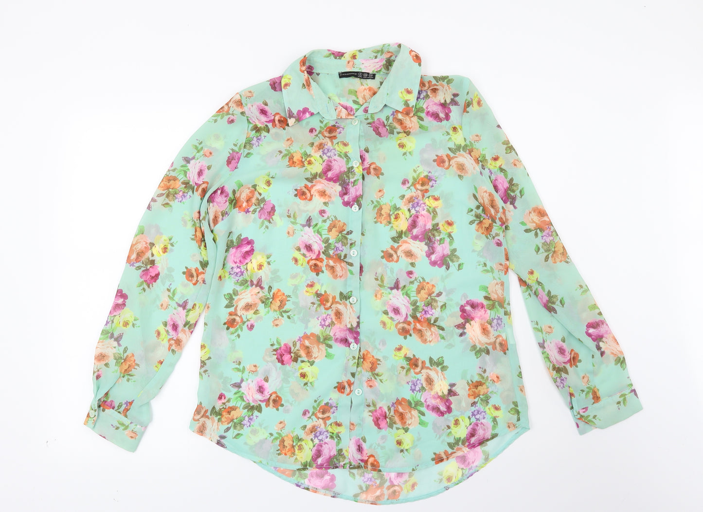 Atmosphere Womens Green Floral  Basic Blouse Size 8