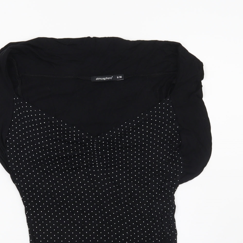 Atmosphere Womens Black Polka Dot  Basic Blouse Size 8