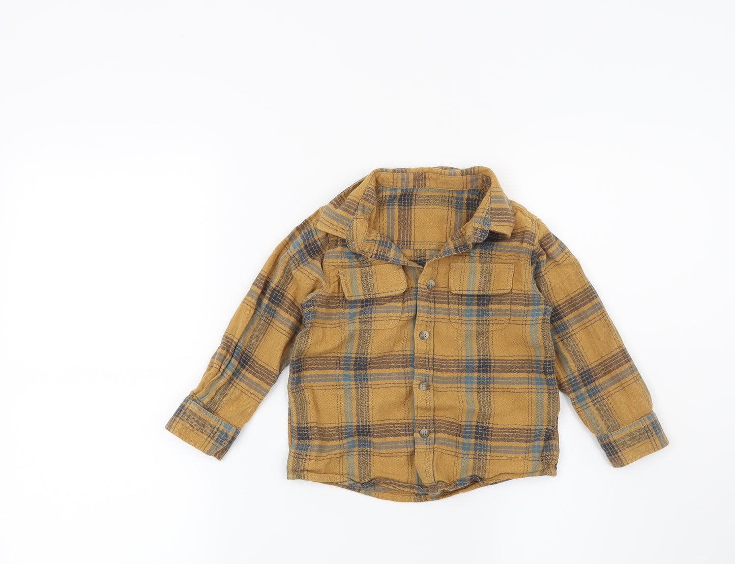 Matalan Boys Yellow Check Rayon Basic Button-Up Size 2-3 Years