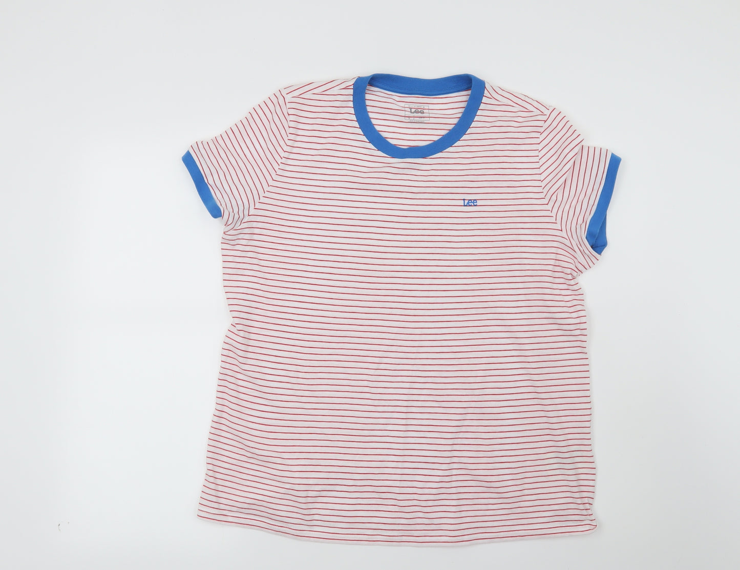 Lee Mens White Striped   T-Shirt Size L