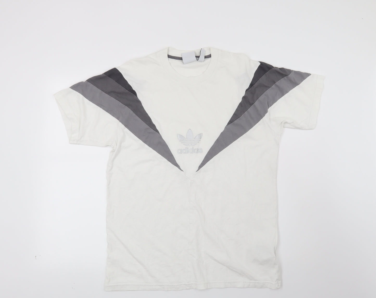 adidas Mens White Geometric   T-Shirt Size M